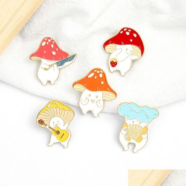 

pins brooches music mushroom brooches pins cartoon enamel lepal badge for women men kids fashion jewelry drop delivery dhmvp, Gray