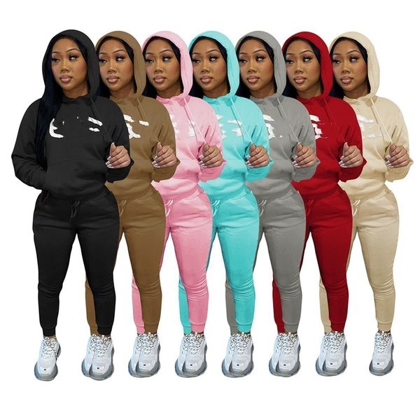 

2023 designer jogging suit brand women tracksuits fleece two piece sets long sleeve hoodies pants sweatsuit letter embroidery winter clothes, Gray