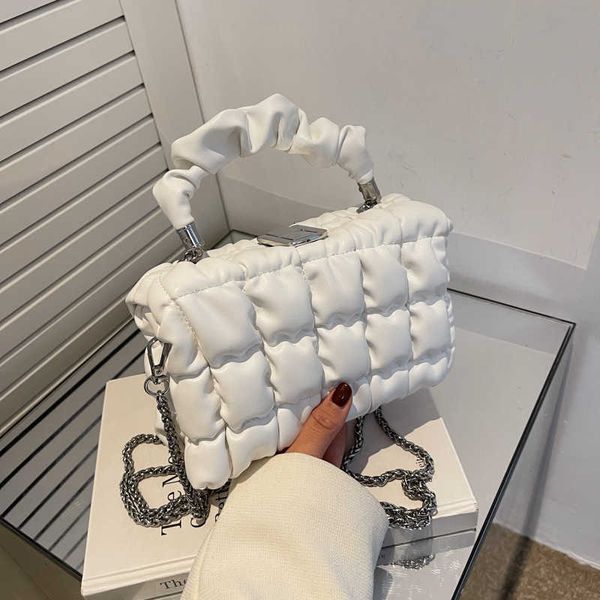 

designer bag 2022 western bags style chain simple box pleated plaid one shoulder messenger temperament small women bag