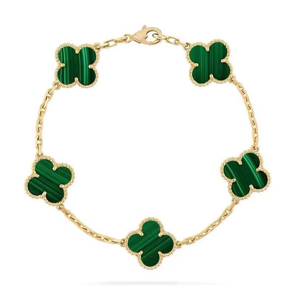 

66scharm bracels charm bracels charm designer bracels lucky four leaf grass bracel women's five flower shell gold au750, Golden;silver