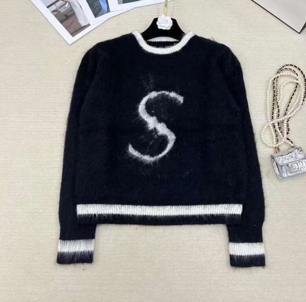 

women's sweaters fashion casual luxury brand mohair designer sweaters, White;black