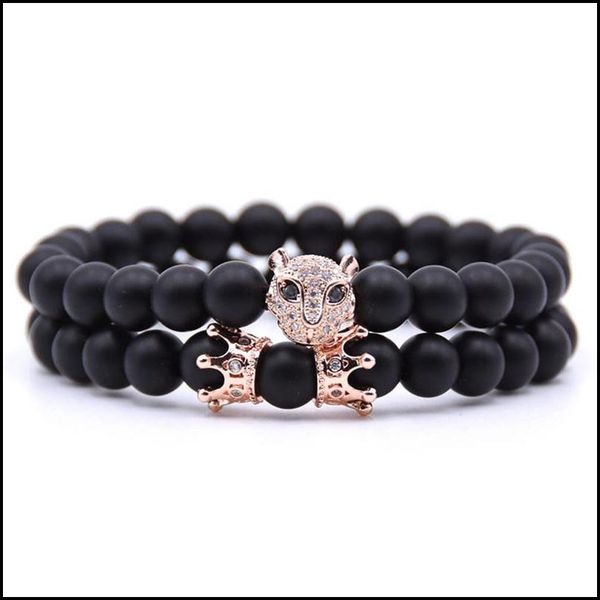

beaded 10pc/set natural 8mm head cubic zircon stone beads bracelet gifts for men women handmade jewelry drop delivery bracelets dhzm5, Black