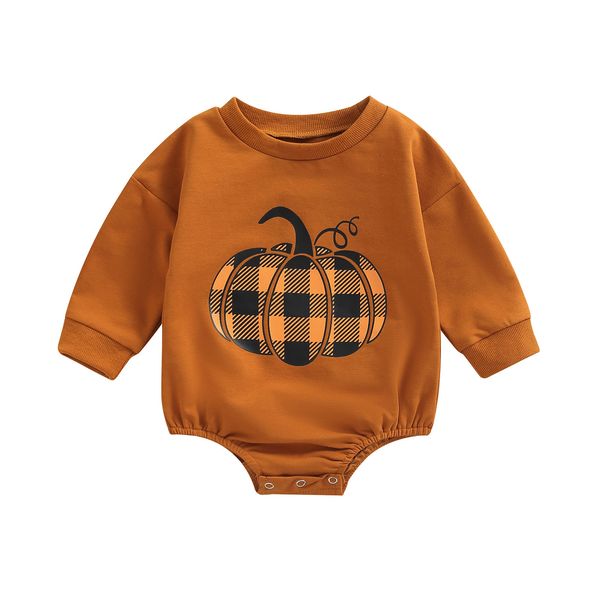 

rompers -06-20 lioraitiin 0-18m born baby boy girl autumn halloween clothing long sleeve pumpkin print bodysuit jumpsuit 221125, Blue
