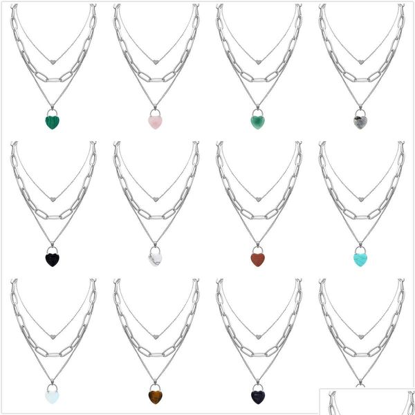 

pendant necklaces qimoshi chunky punk sier chain choker cuban link statement jewelry for women and girls layered gemstone he dhgarden dhfdy, Silver
