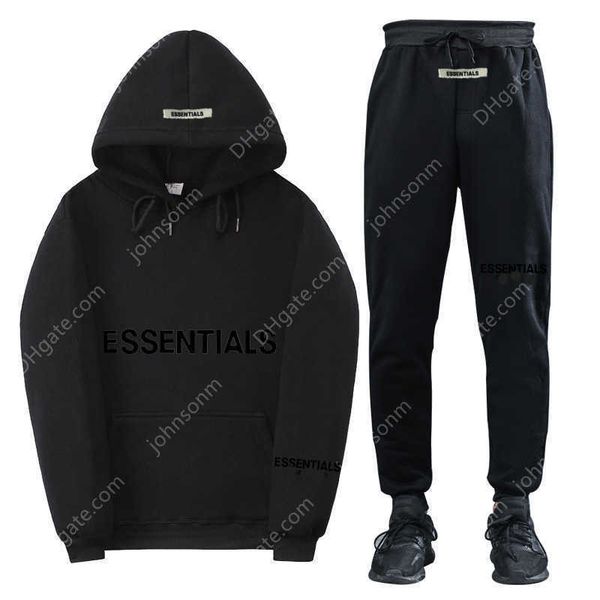 

tracksuits essentials autumn winter hooded sweatshirt suit men women pure cotton couple jogging sweatshirts oversized streetwear sweater, Gray