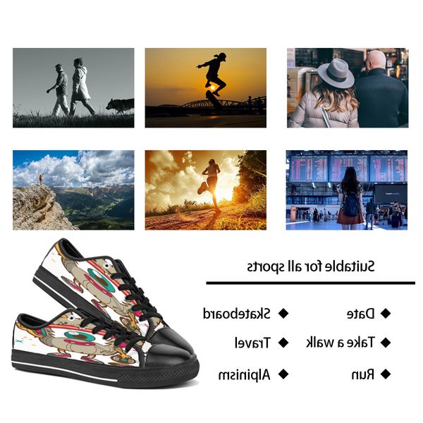 

men women diy custom shoes low canvas skateboard sneakers triple black customization uv printing sports sneakers shizi 161-4