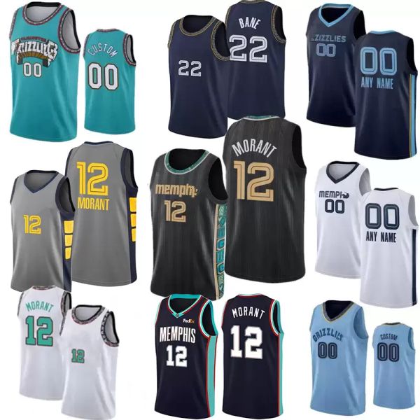 

college wear mem ja 12 morant 2022 basketball jerseys dillon brooks memphiss jaren jackson jr. desmond grizzliess desmond bane de anthony me, Black