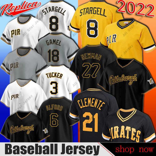 

baseball jerseys 21 roberto clemente 8 willie stargell jersey baseball throwback kevin newman anthony alford cole tucker jerseys pittsburgh, Blue;black