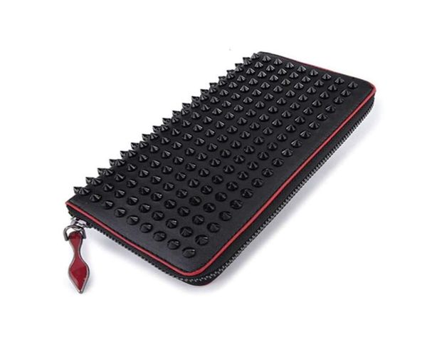 

style red bottom panelled spiked clutch women patent real leather mixed color rivets bag clutches lady long purses with spikes hsl2061926, Red;black