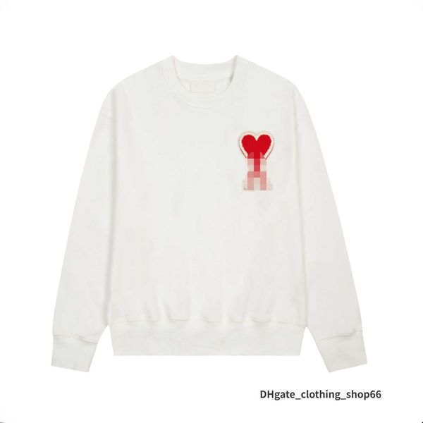 

hoodie male and female designer amis paris hooded quality sweater embroidered red love winter round neck jumper couple sweatshirts, Black