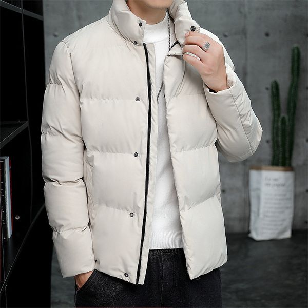 

men's wool blends autumn winter men's fashion padded jackets for cold and warm down padded jackets casual standup collar fashion p, Black