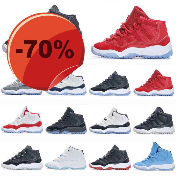 

gym red jumpman xi 11 cherry toddler shoes bred space jam kids basketball sneaker cool grey concord gamm blue new born baby infant 11s shoes, Black