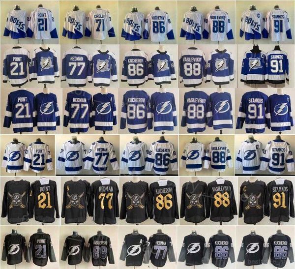 

reverse retro tampa bay hockey lightning jersey 91 steven stamkos 21 brayden point 77 victor hedman 86 nikita kucherov 88 andrei vasilevskiy, Black;red