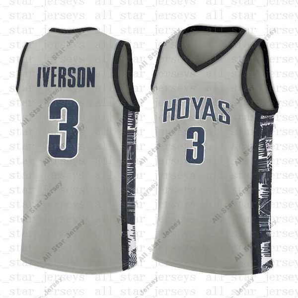 

college basketball wears ncaa lower merion basketball jersey georgetown 3 allen 3 iverson bethel high school college university 2019, Black