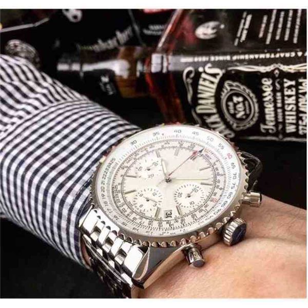 

aaaaa special os movement 1884 chronograph watch men sapphire crystal white dial stainless male montre homme beml, Slivery;brown