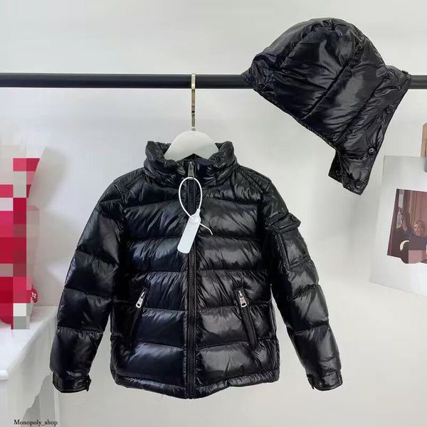 

kids coats boys down coat girls designer winter clothers baby clothing hooded fasion jacket thick warm outwear glossy red blue black, Blue;gray