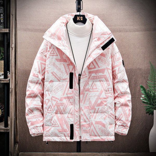 

men's wool blends winter korean youth men's women's same down jacket stand collar thickened warm and cold proof jacket couple, Black