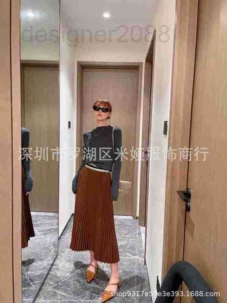 

casual dresses designer shenzhen nanyou high end women's wear 22 new p letters elastic ribbon folded half skirt long qdfb, Black;gray