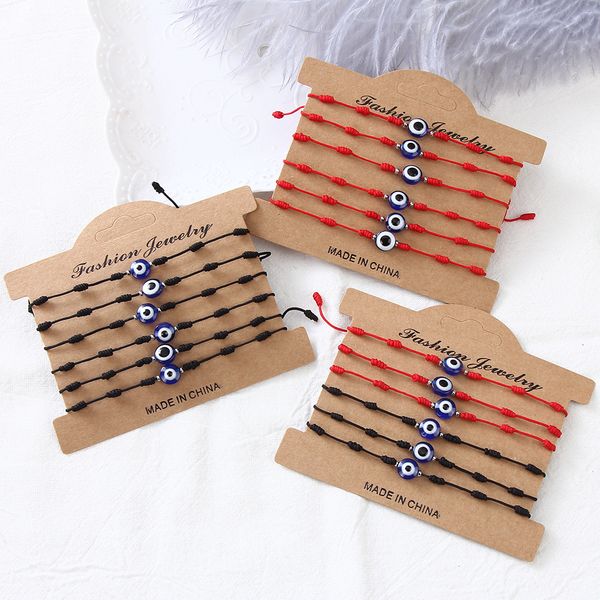 

lucky blue evil eye bracelet for women handmade black red rope woven bracelets woman men wholesale jewelry friend gift, Golden;silver