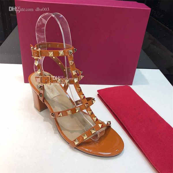 

designer v sandals fashion valentinoity rivet ankle strap heel slides woman high heels shoes luxury leather dfhhdfgb, Black