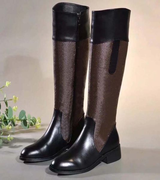 

2021 fashion autumn winter shoes woman leather knee high knight boots metal buckle round heels eu35425527015, Black