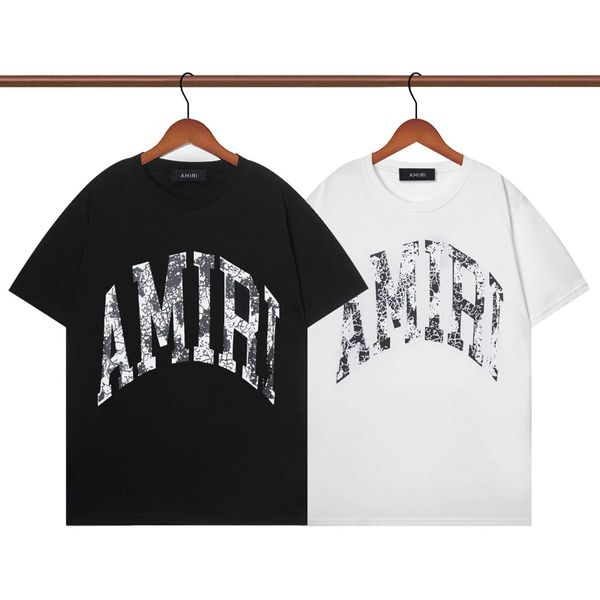 

t-shirt for men amii fashion short sleeve cotton designer shirtshigh brand leather label burst letter print men's women's casual, White;black