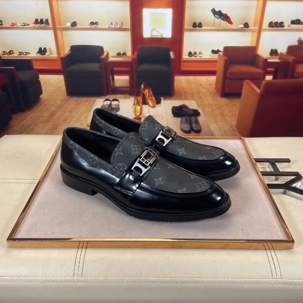 

2023 mens fashion loafers genuine leather business office work formal dress shoes male brand designer party wedding flats size 38-44, Black