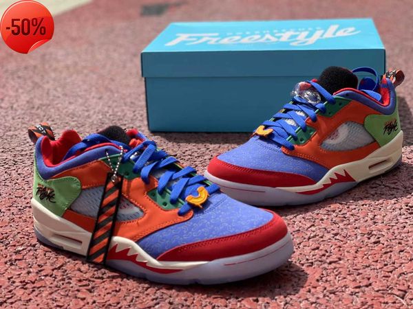 

wholesale jumpman 5 v db doernbecher low men outdoor shoes 5s hyper royal orange trainers sports sneakers size -13, Black