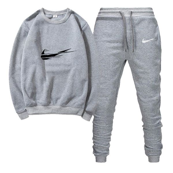 

2020 designer fitness tracksuit spring autumn o-neck black and white sets casual mens clothing 2pc sweatshirt sweat pants256c, Gray
