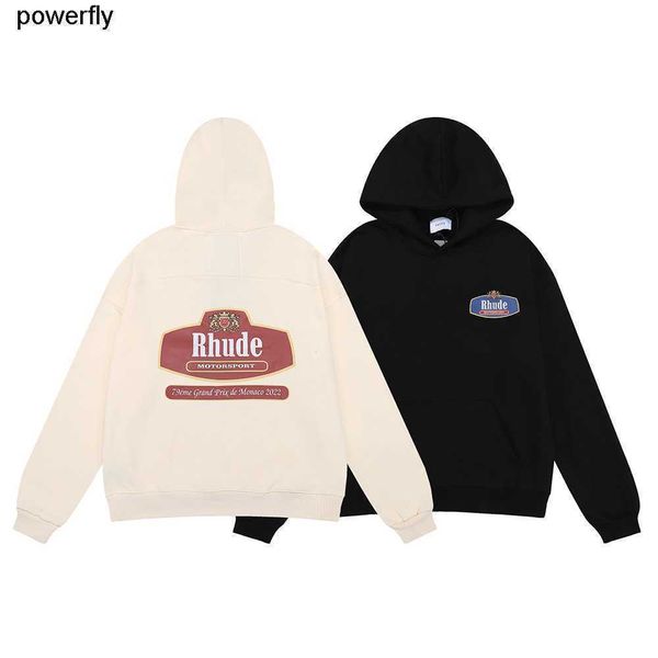 

men's hoodies sweatshirts rhude designer racing crest fashion brand loose casual couple sweatshirt fashion hoodie, Black