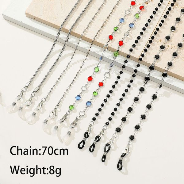 

eyeglasses chains luxury colorful crystal beaded sunglasses mask chain lanyard for women outdoor nonslip pearl reading glasses neck rope 221
