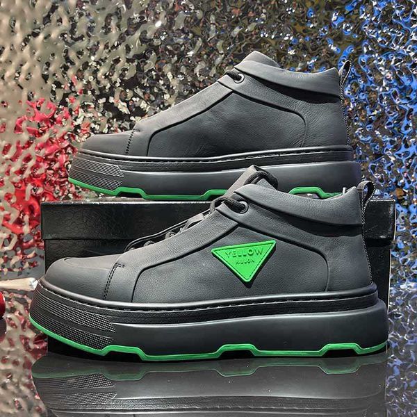 

dress casual shoes thick soled leather boys' korean version ins net red 2022 new fashion shoes, Black
