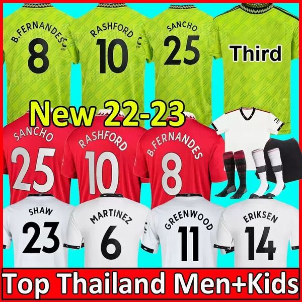 

rashford soccer jerseys 22 23 shaw martinez 22 2023 mans utd martial b. fernandes manchesters eriksen fred football shirt men kids aldult fu, Black;yellow