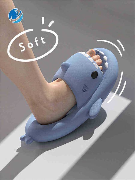 

slippers shark slippers bathroom sandals men 's beach shoes spring summer new upgraded women indoor outdoor 4cm thick sole mo dou 2022, Black