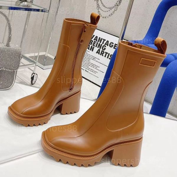 

women betty boots tall rain boot welly shoes high heels pvc rubber beeled platform knee-high black waterproof outdoor rainshoes
