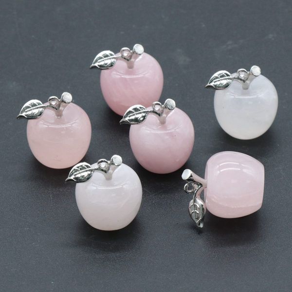 

wholesale colourful natural crystals carving apple rose quartz stone different material crystal apple for decoration, Silver