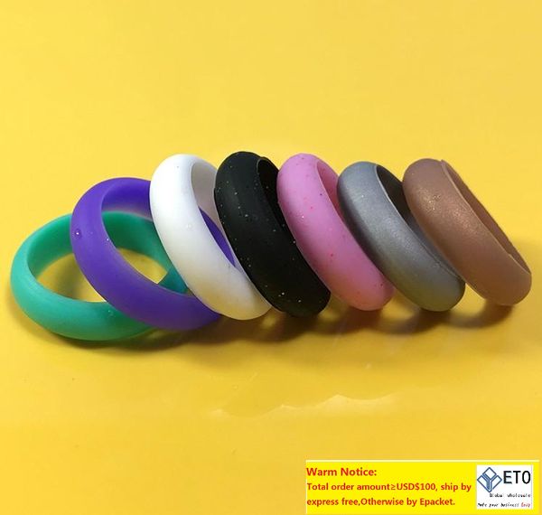 

3pclot 8mm food grade fda silicone ring hypoallergenic crossfit flexible camouflage rubber finger rings for men women jewelry bulk, Silver