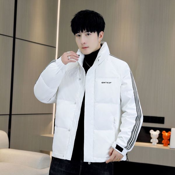 

men's down parkas arrival men down jacket winter thicken warm fashion stand collar short white duck down coats brand clothing 221125, Black