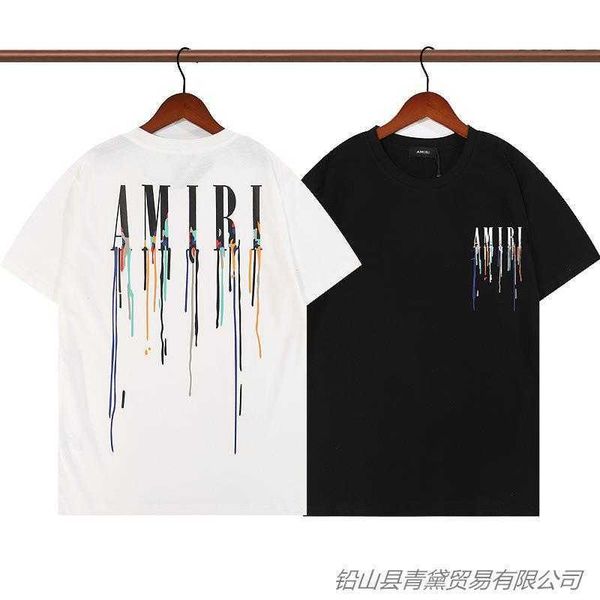 

t-shirt for men amii fashion short sleeve cotton designer shirts2022 trendy summer flow color letter printed women's versatile hip ho g, White;black