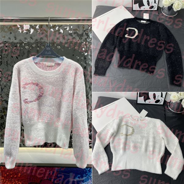 

short knitted pullovers designer letter sweater women warm long sleeve sweatshirts, White;black