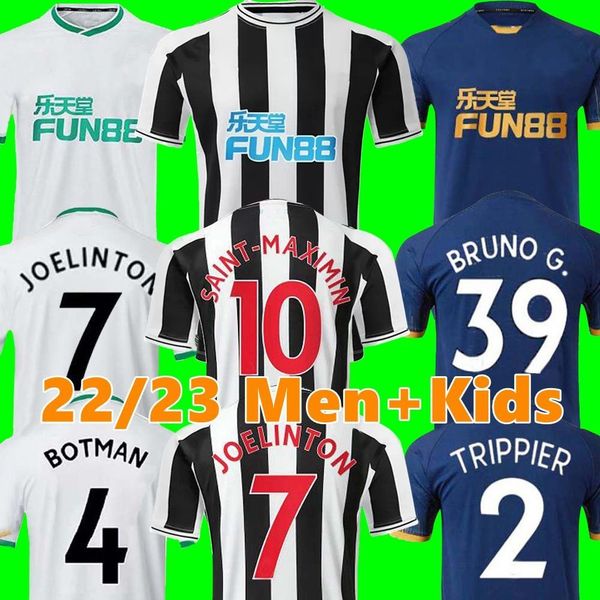 

22 23 soccer jerseys bruno g. joelinton isak 2023 nufc united maximin wilson almiron trippier football shirt men kids sets uniforms, Black;yellow