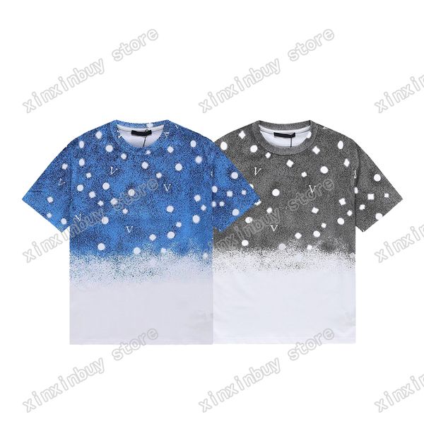 

xinxinbuy men designer tee t shirt flower gradual star sky print short sleeve cotton women green black white red xs-l, Black;brown