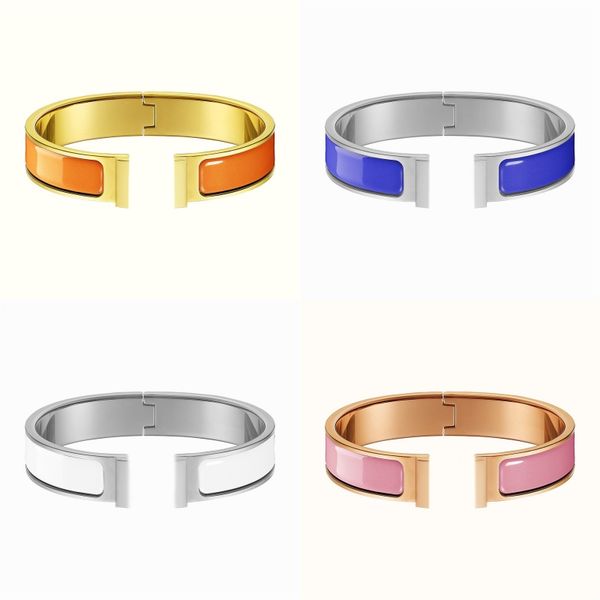 

fashion bracelet men women cuff bangle enamel colorful gold letter buckle bangles luxury jewelry gift stainless steel white bracelets for te, Black
