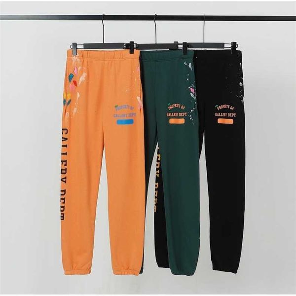 

hip hop galleryes designer pants dept high street speckle lettered printed men's and women's loose leggings z5df, Black
