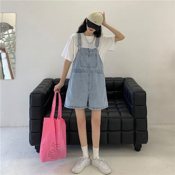 

Women's suspender jeans Women's summer loose tight shorts Westernized age reducing pants Leisure fashion, Silver