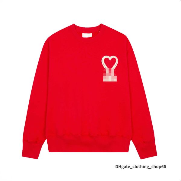 

male and female designer amis hoodies paris hooded quality sweater embroidered red love winter round neck jumper couple sweatshirts cixd, White;black