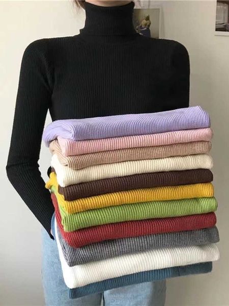 

women's sweaters jmprs simple women's turtleneck winter fashion sweater elastic knitted ladies jumper casual solid black female ba, White;black