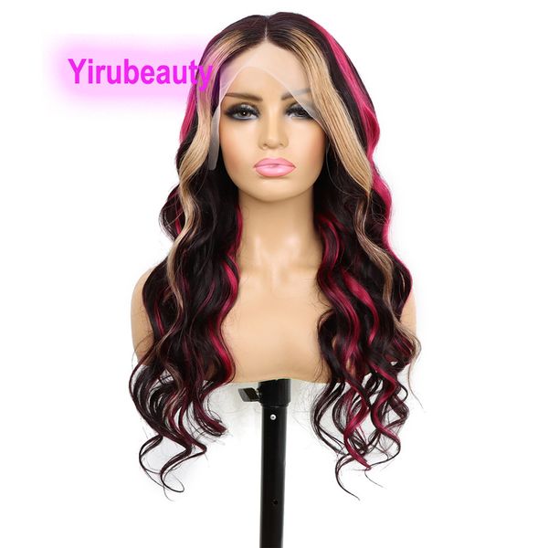 

13x4 lace front wig body wave 210% density 180% 150% brazilian human hair peruvian malaysian virgin highlight red blonde colored 10-30inch, Black;brown