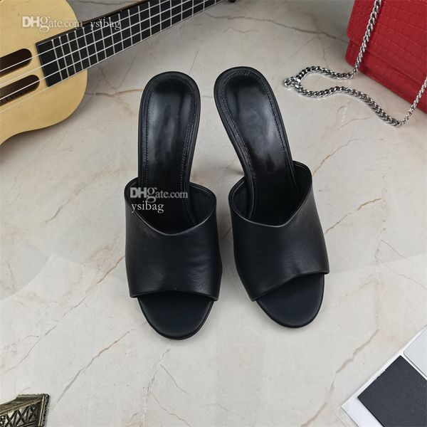 

designer sandals women yslity heel shoes fashion platform heels luxury slippers woman leather flip flops heels gfdgd, Black