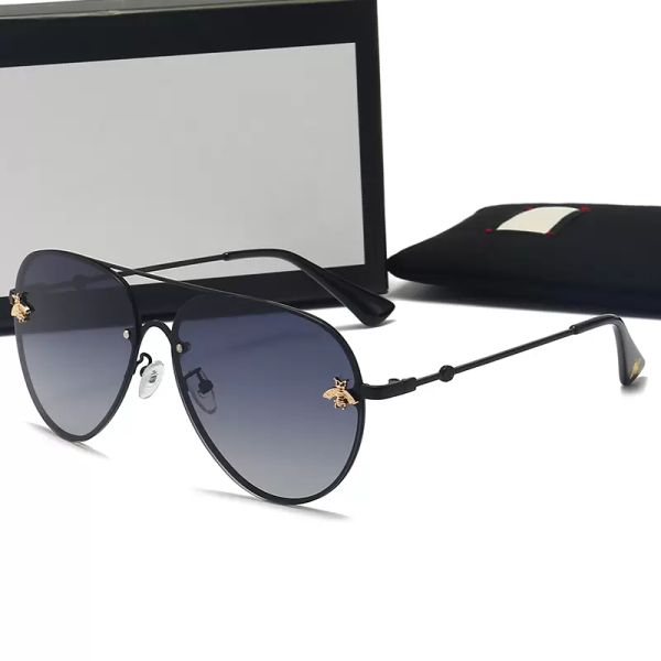 

2022 brand designer sunglasses little bee fashion new metal large frame sunglasses retro men and women highend glasses uv4009500176, White;black